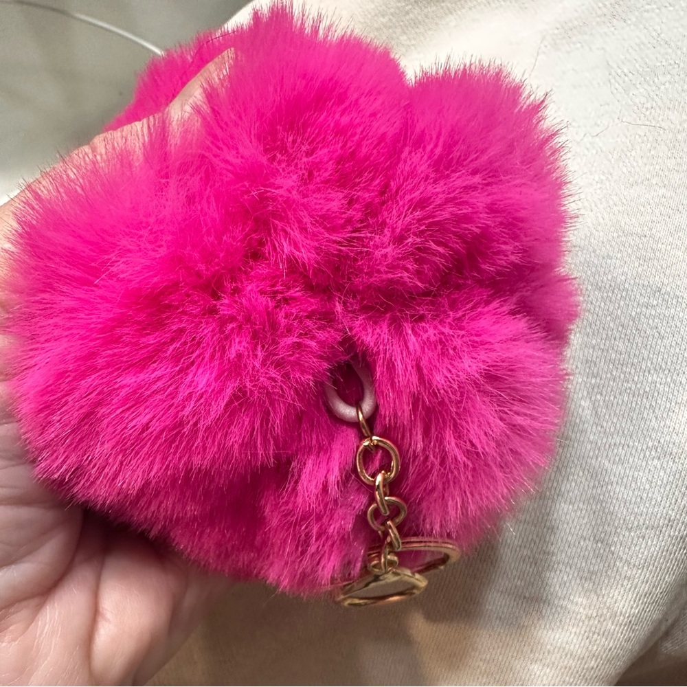 Pink Fur Keychain bag charm Accessory - Picture 3 of 6